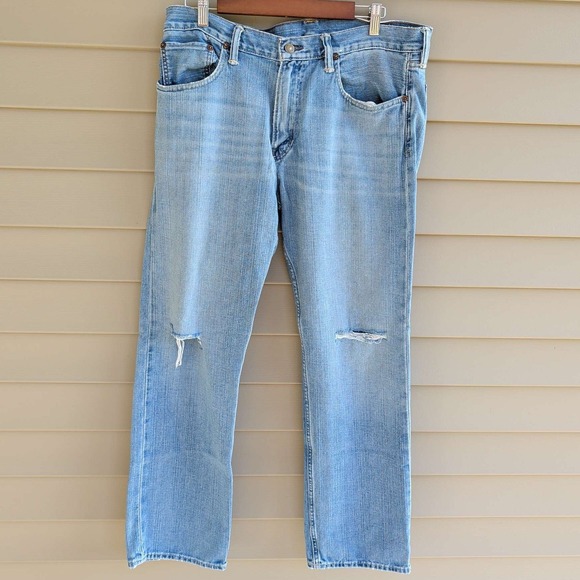 Polo Ralph Lauren Other - Polo Ralph Lauren Jeans Mens 34x32 Light Wash Blue Distressed Straight Leg Denim